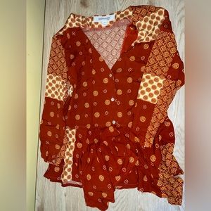 Printed Long Sleeve Blouse. Never Worn.